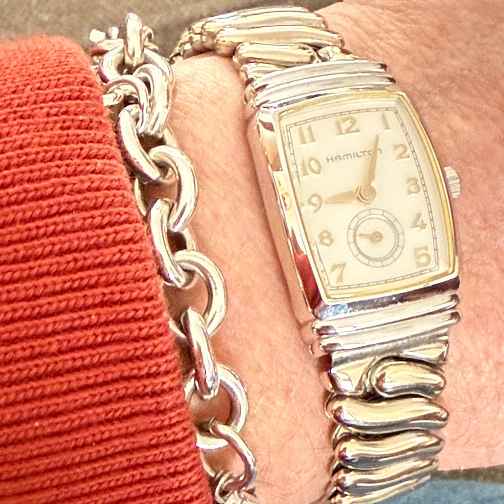 Hamilton Silver Tonneau Women's Bracelet Watch with Off-White Dial - Picture 4 of 5
